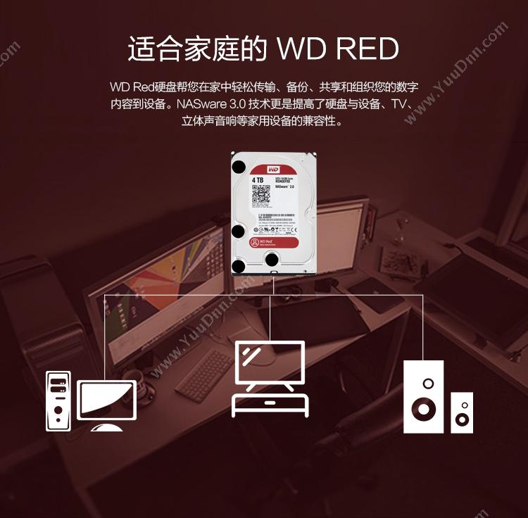 西部数据 WD WD40EFRX 网络存储硬盘 移动硬盘