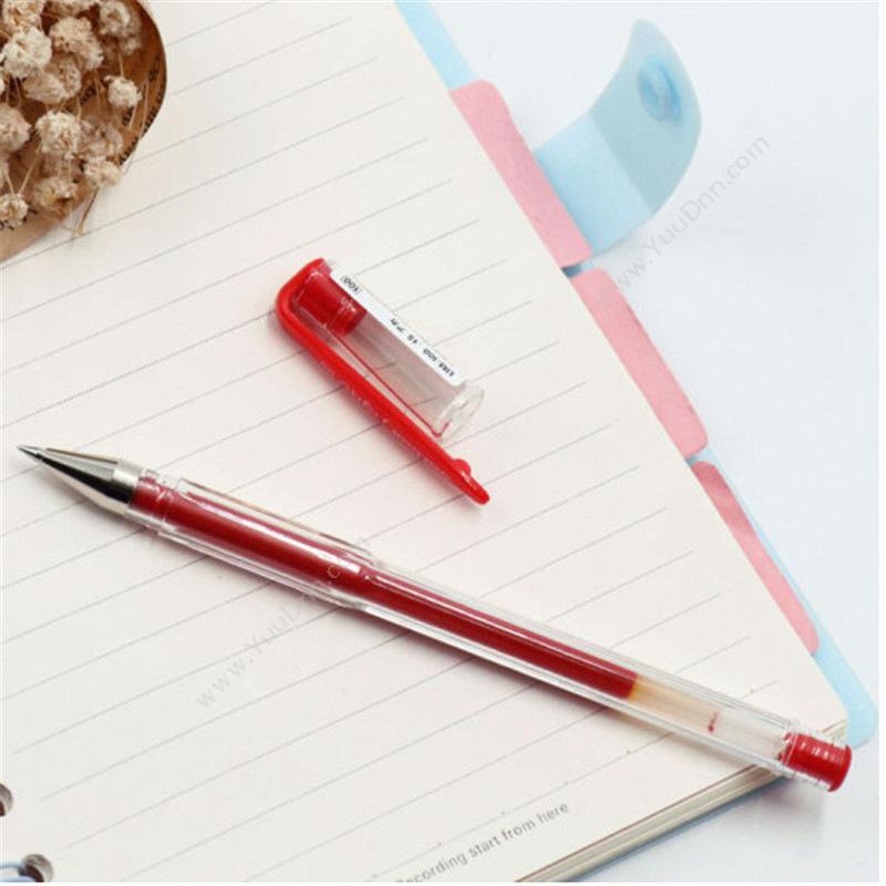 三菱 MitsubishiUM-100 双珠水笔/啫哩笔 0.5 （红） 10支/盒 笔芯UMR-5插盖式中性笔