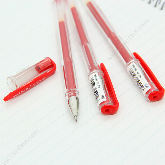 三菱 Mitsubishi UM-100 双珠水笔/啫哩笔 0.5 （红） 10支/盒 笔芯UMR-5 插盖式中性笔