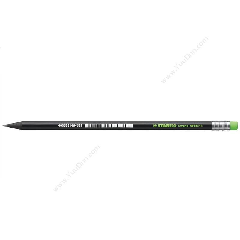 思笔乐 Stabilo4918/HB-33 炫黑乐黑木 带荧光绿色橡皮头铅笔