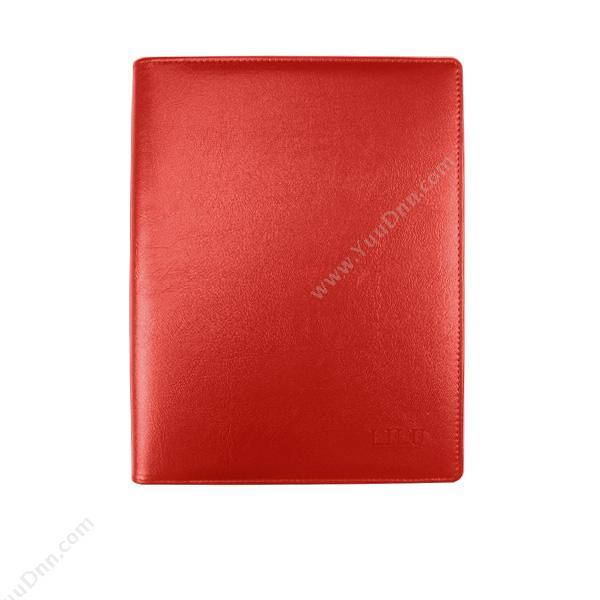 力路 LiLu4001 皮质 记事本 A4 带名片卡位 100页 （红）活页