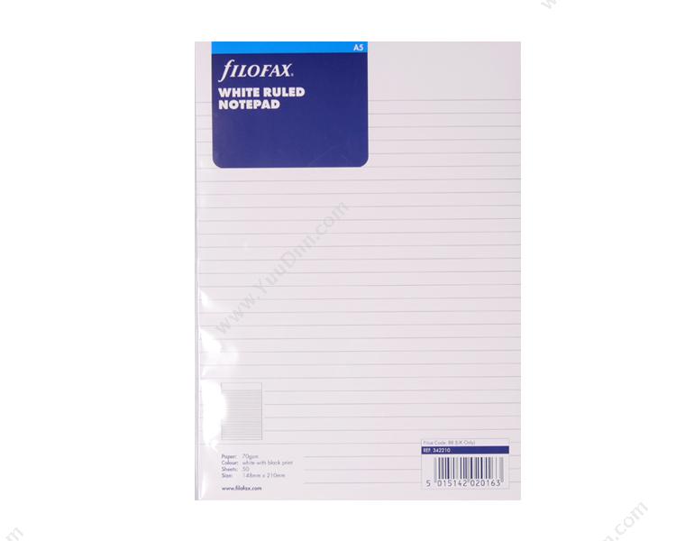 斐来仕 Filofax 342210 替芯内页横线页 A5 210*148mm 50张 （白） 本册配件