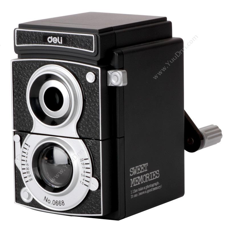 得力 Deli0668 复古相机造型手摇式削笔机 可调粗细   （黑）手动卷笔刀