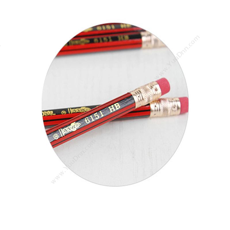 中华 Chunghwa6151 带橡皮头木质 HB 12支/盒（上海产）铅笔