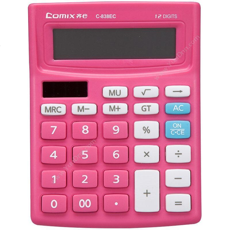 齐心 ComixC-838EC 12位时尚太阳能双电源计算器（红）常规计算器