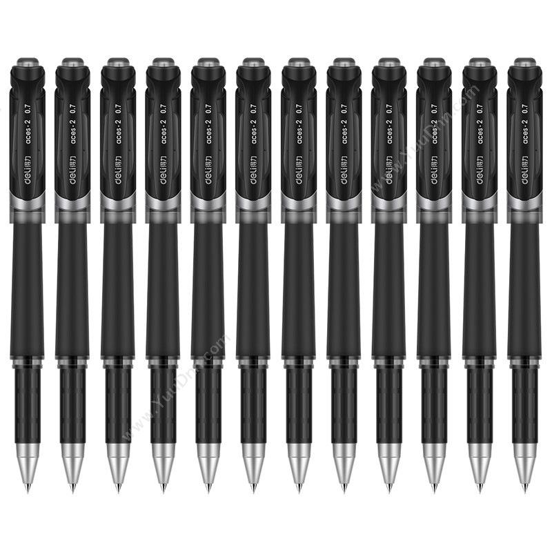 得力 DeliS21 中性笔 0.7mm 12支/盒 （黑）插盖式中性笔
