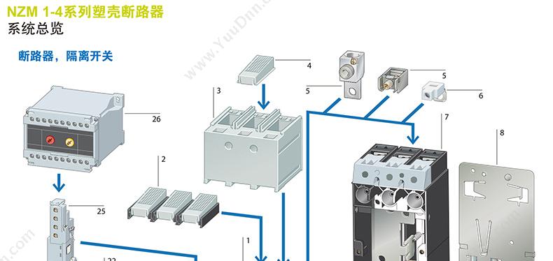 伊顿穆勒 Moeller 148334 70kA插拔式 NZMS2-ME220-E 插拔式塑壳断路器