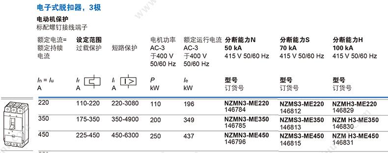 伊顿穆勒 Moeller 146773 36kA固定式 NZMC3-S320 固定式塑壳断路器