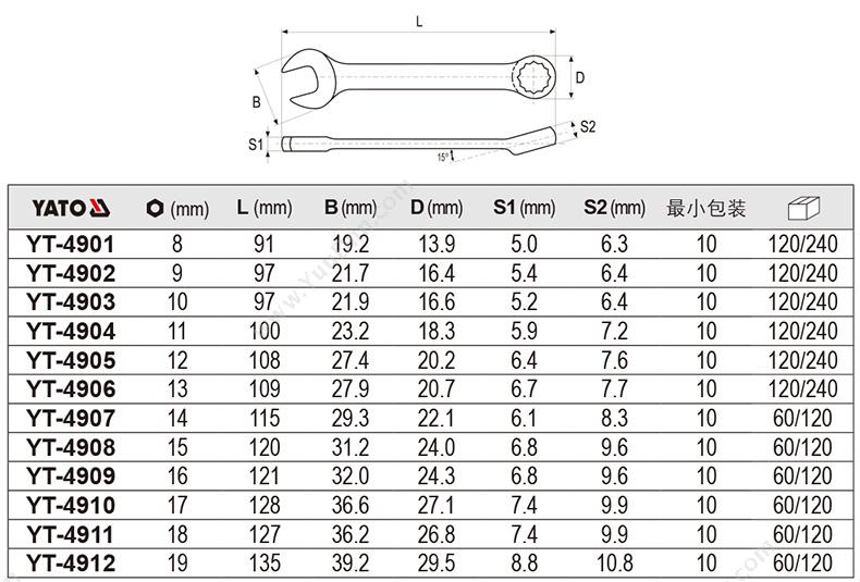 易尔拓 YT-4911 两用短扳手