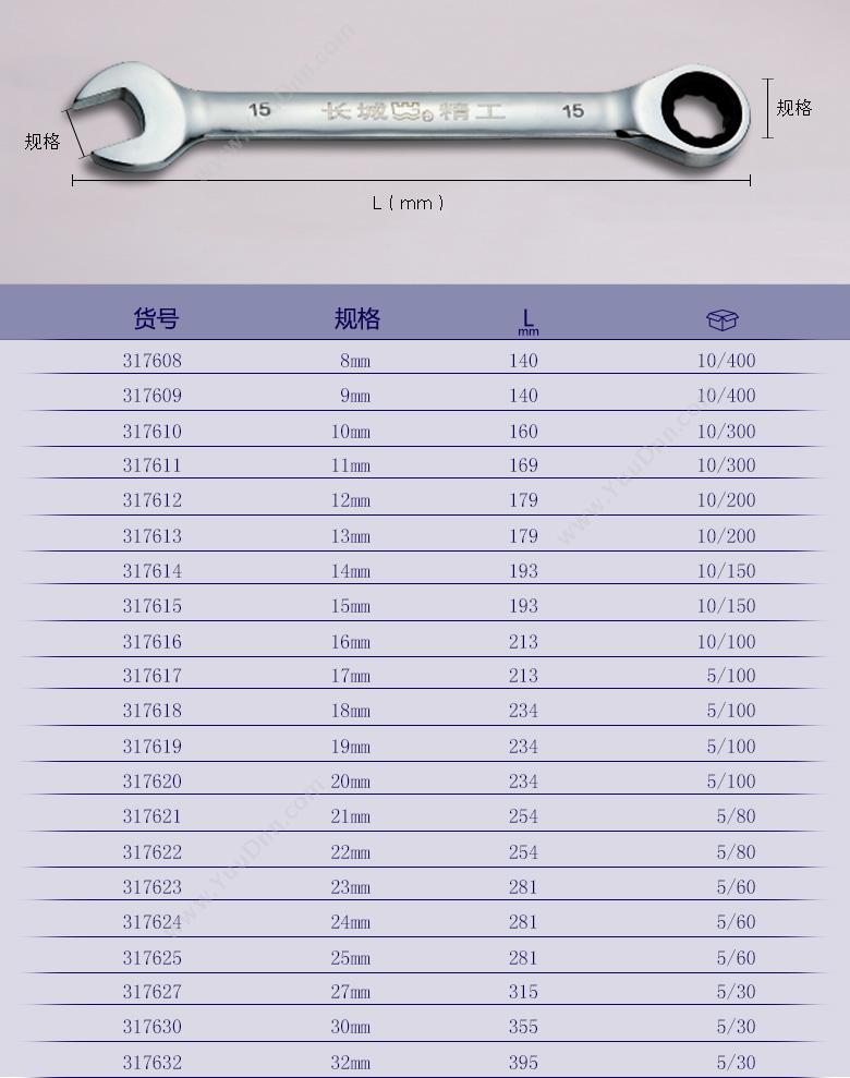 长城精工 317614   14mm 棘轮两用扳手