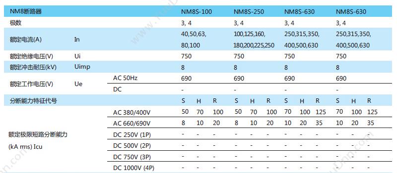正泰 CHINT NM8-100S/3 63A 塑壳断路器