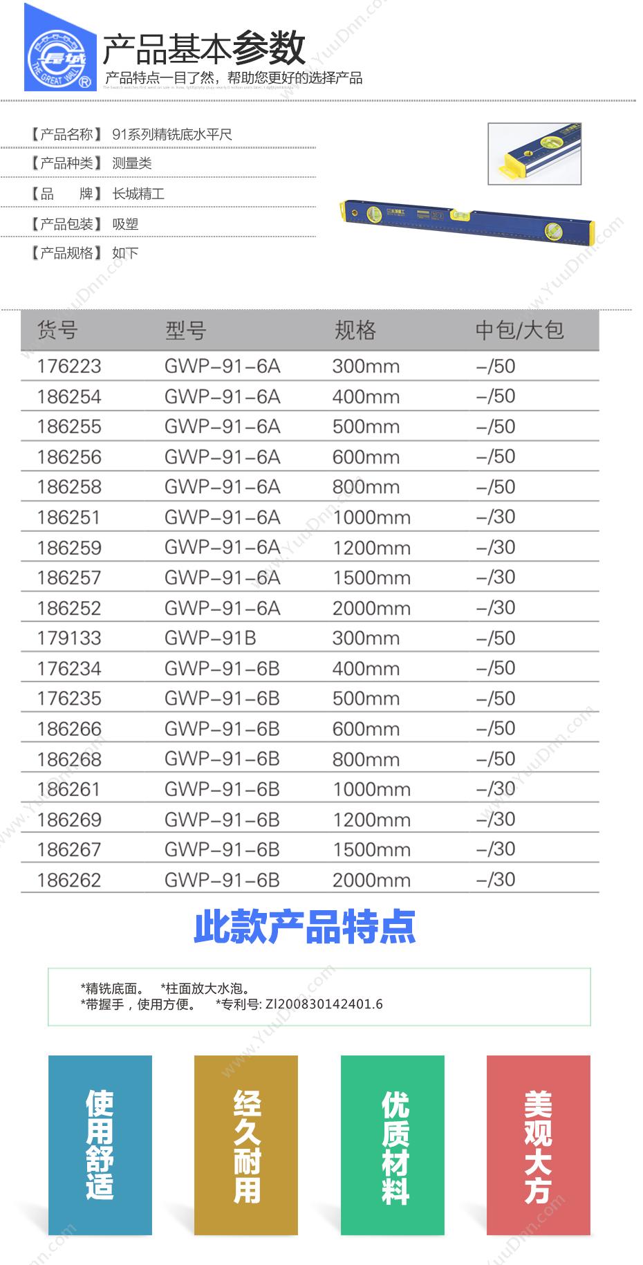 长城精工 GWP-91B   91-6B系列 600mm 水平尺