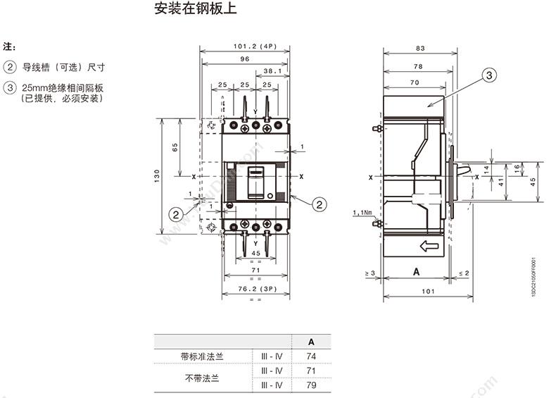 ABB 10137932 Tmax XT系列热磁式 XT2H160 TMD5-50 FF 4P 热磁式塑壳断路器