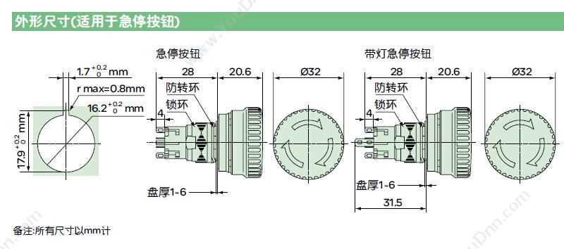 施耐德 Schneider XB6EAF3J1F  圆形 绿色 12V 1NO/NC 自锁定带灯按钮