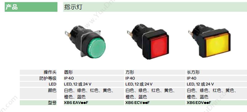 施耐德 Schneider XB6CA25B 方形黑色 1NO + 1NC 16mm 方形按钮