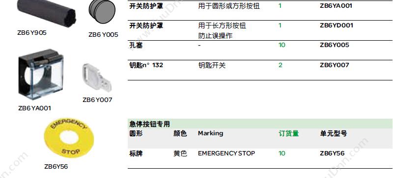 施耐德 Schneider XB6EDA32F  长方形 绿色 2NO/NC 自复位按钮带灯