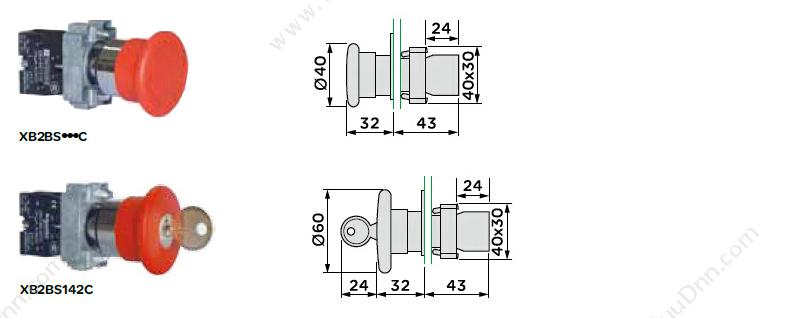 施耐德 Schneider XB2BL4322C XB2 凸 （ZB2BZ102C+ZB2BL432C） 凸头按钮