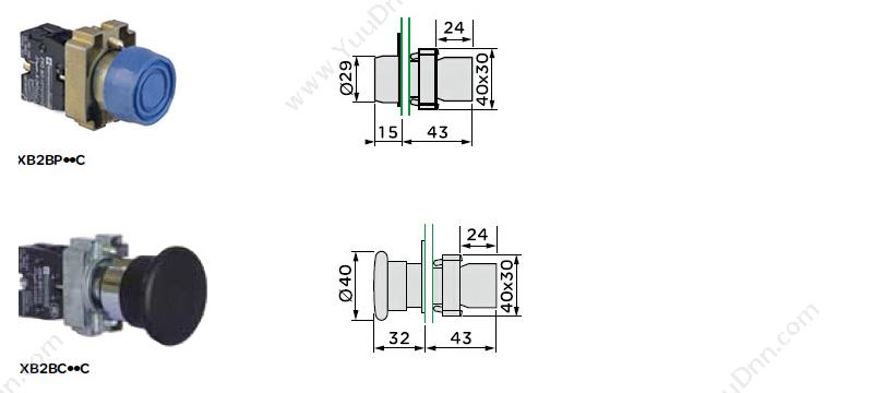 施耐德 Schneider XB2BL4322C XB2 凸 （ZB2BZ102C+ZB2BL432C） 凸头按钮