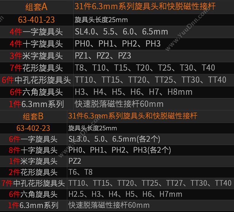 史丹利 Stanley 63-401-23 6.3mm系列旋具头和快脱磁性接杆组套A 25 31件 其它螺丝批套装