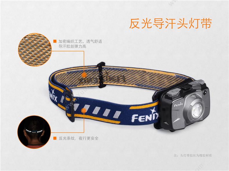 菲尼克斯 Fenix HL30 STB  高性能便携头灯双AA电池 300流明 灰色 一套 套装 工作头灯