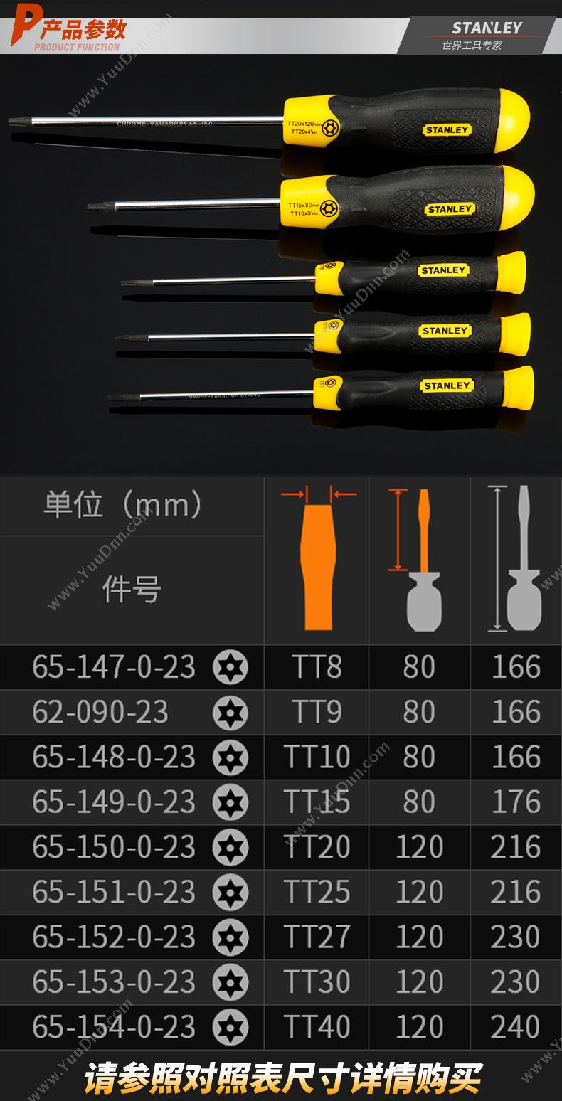 史丹利 Stanley 62-090-23 胶柄中孔花形 花型螺丝批