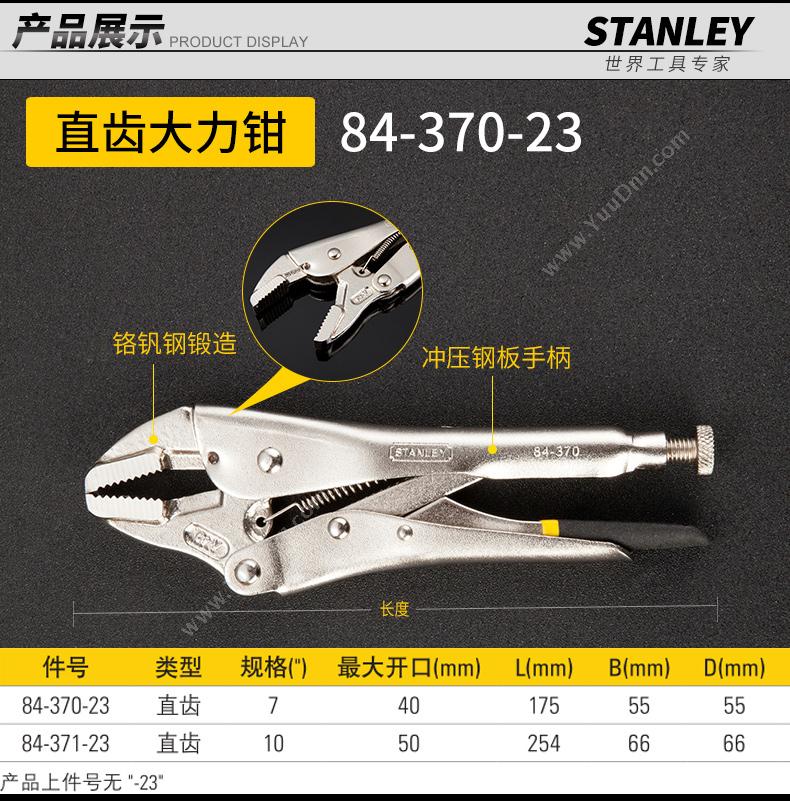 史丹利 Stanley 84-371-23 直齿大力钳 大力钳