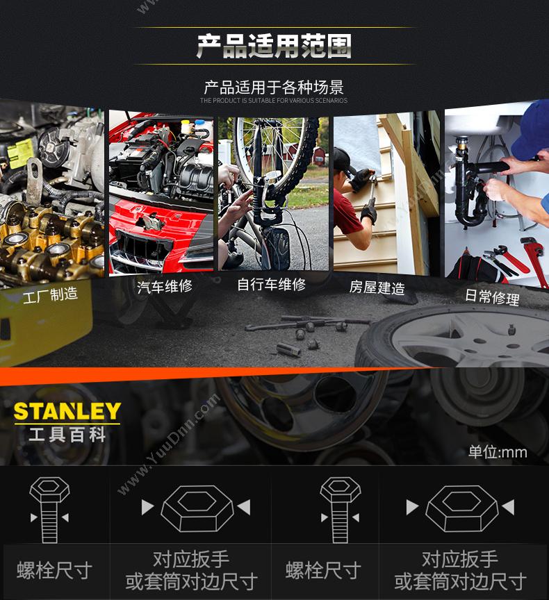 史丹利 Stanley 93-527-1-22 12.5mm系列 公制6角长套筒