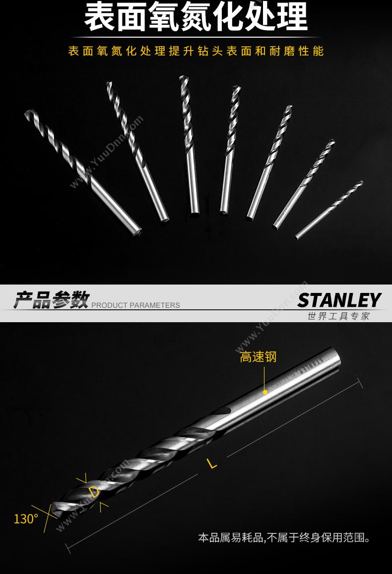 史丹利 Stanley 95-219-23 HSS高速钢头(x10)  10支/盒 麻花钻