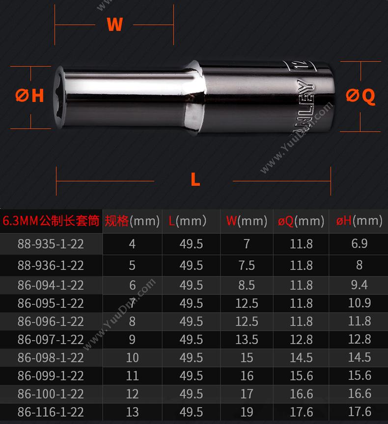 史丹利 Stanley 86-099-1-22 6.3mm系列 公制6角长套筒