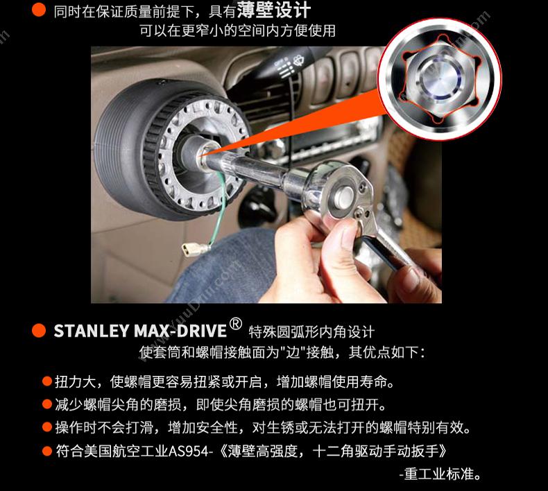 史丹利 Stanley 86-307-1-22 10mm系列 公制六角标签套筒