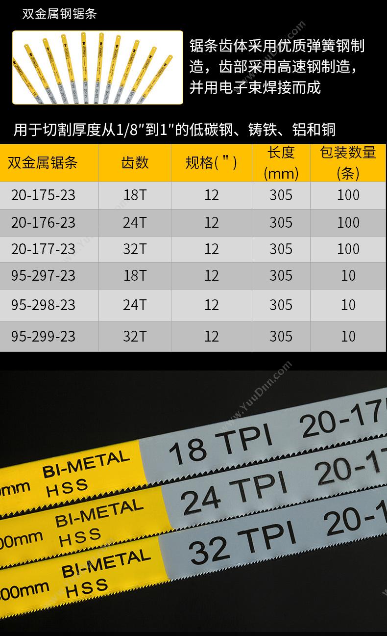 史丹利 Stanley 95-296-23 18齿高速钢锯条(x10)  10根/盒 锯/锯条