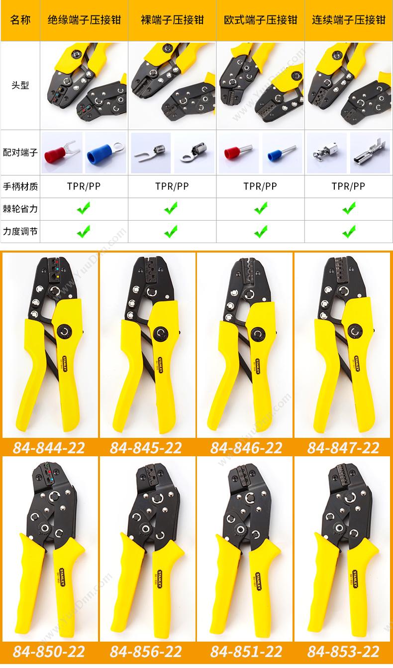 史丹利 Stanley 84-847-22 A系列欧式端子 压接钳