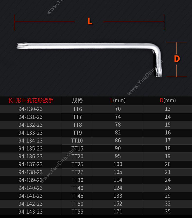 史丹利 Stanley 94-136-23 长L形中孔花形扳手