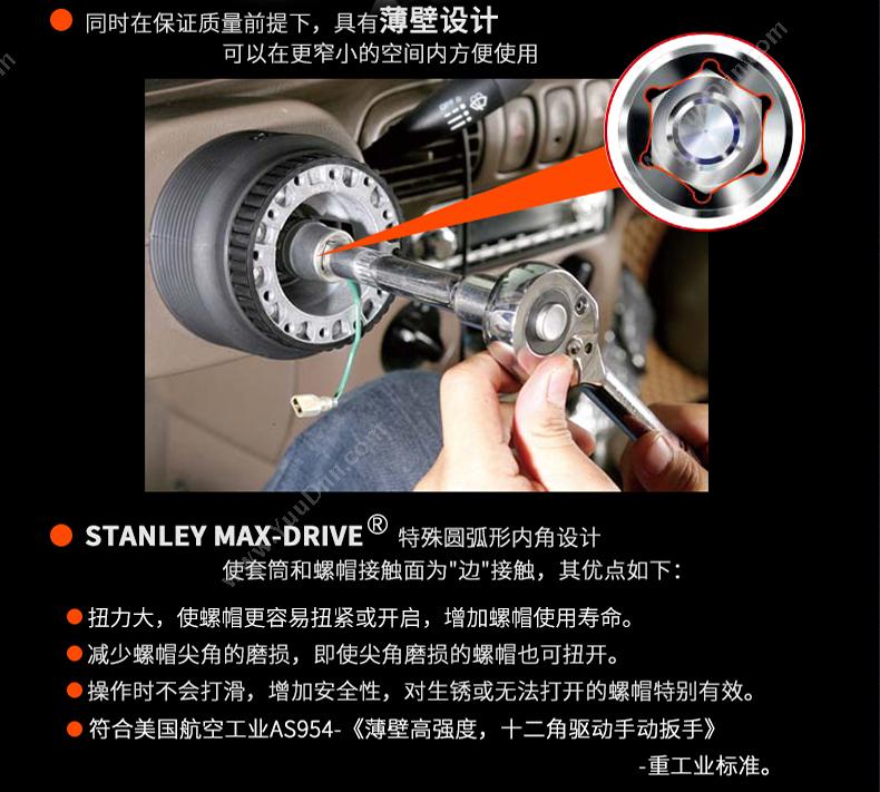 史丹利 Stanley 88-738-1-22 12.5mm系列 套筒旋具头综合套装