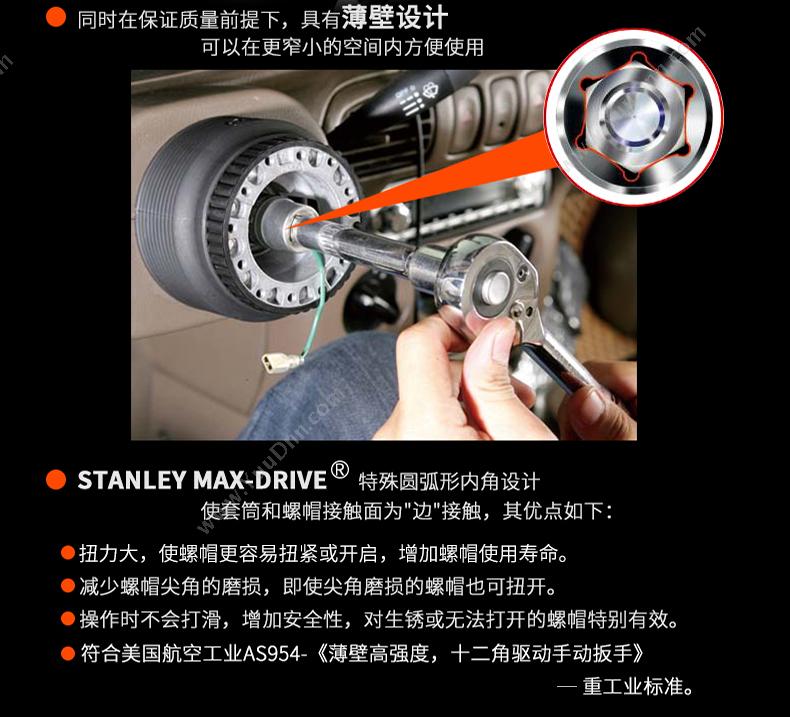 史丹利 Stanley 86-021-1-22 6.3mm系列 公制6角标准套筒