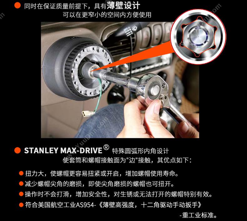 史丹利 Stanley 86-323-1-22 10mm系列 公制6角长套筒