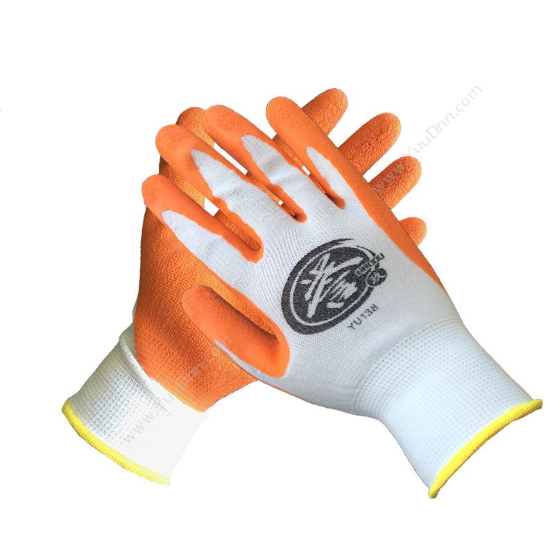 霍尼劳保 HoneywellYU138 乳胶涂层工作手套 9码 白橙色 10副/盒涂层手套
