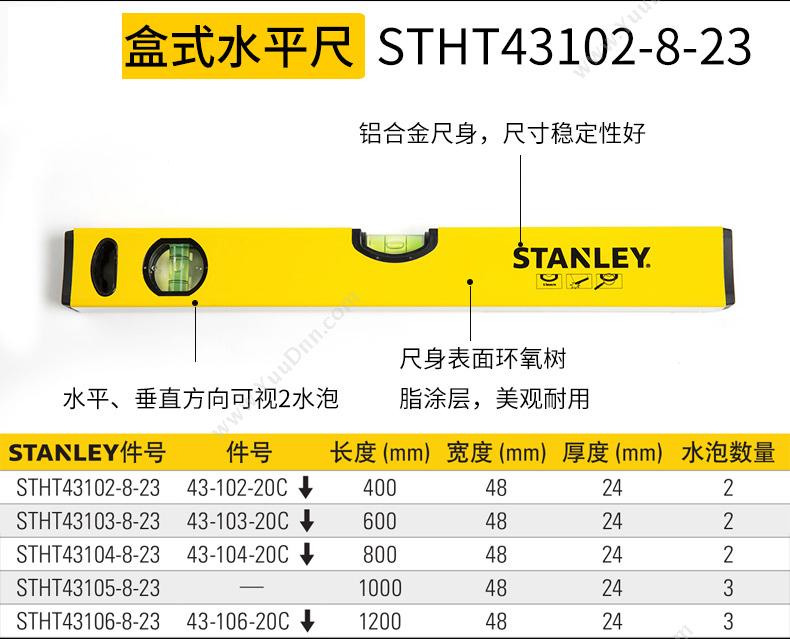 史丹利 Stanley STHT43102-8-23 盒式 40cm 水平尺