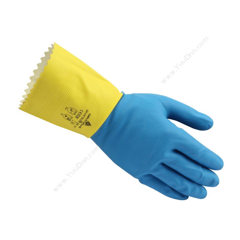 代尔塔 Delta201330 双色乳胶手套 VE330BJ/8.5 （蓝黄色） 12副/打防化手套