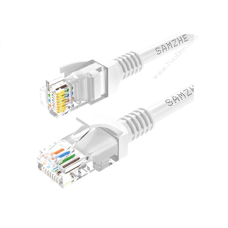 山泽 SamZhe BHE-6010 六类工程级非屏蔽网络跳线CAT6网线 （白） 1米 六类网络跳线