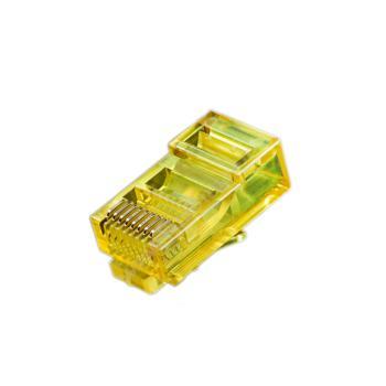 安讯仕 AXS六类非屏蔽RJ45水晶头8P8C(一体式)3U（黄） 100个/盒水晶头