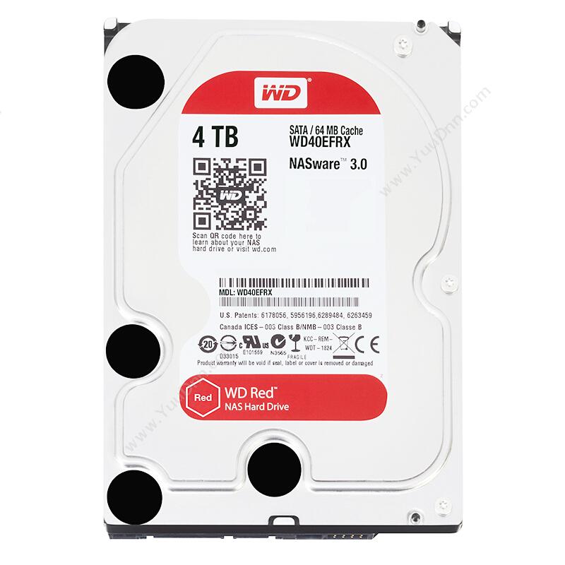 西部数据 WD WD40EFRX 红盘4TB SATA 6Gb/s 64MB NAS硬盘 监控硬盘