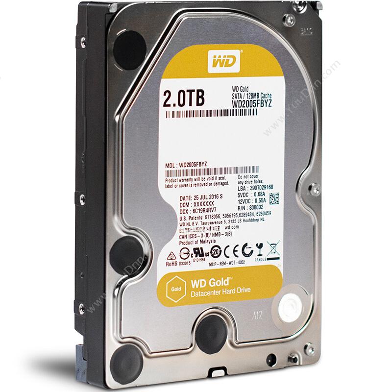 西部数据 WD 金盘(Gold)2TB 企业级硬盘 WD2005FBYZ 监控硬盘