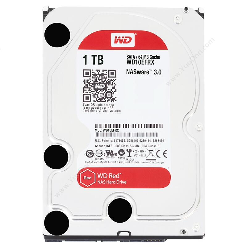 西部数据 WD WD10EFRX 红盘1TB SATA 6Gb/s 64MB NAS硬盘 监控硬盘