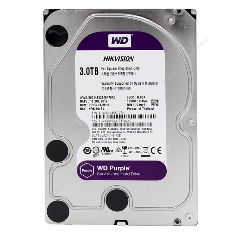 西部数据 WD WD30PURX(HIKVISION)紫盘(Purple)3TB 监控硬盘