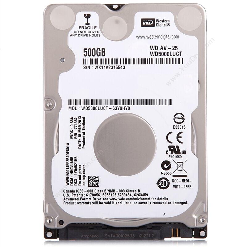 西部数据 WD WD5000LUCT AV-25系列 2.5寸 500GB 监控硬盘