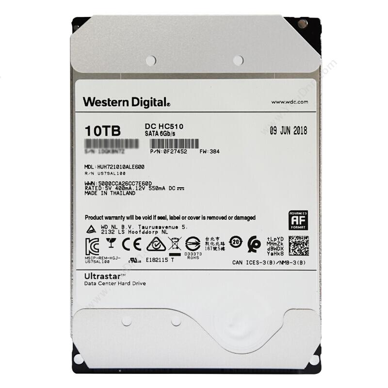 西部数据 WD HUH721010ALE600 10T SATA氦气企业级硬盘 监控硬盘