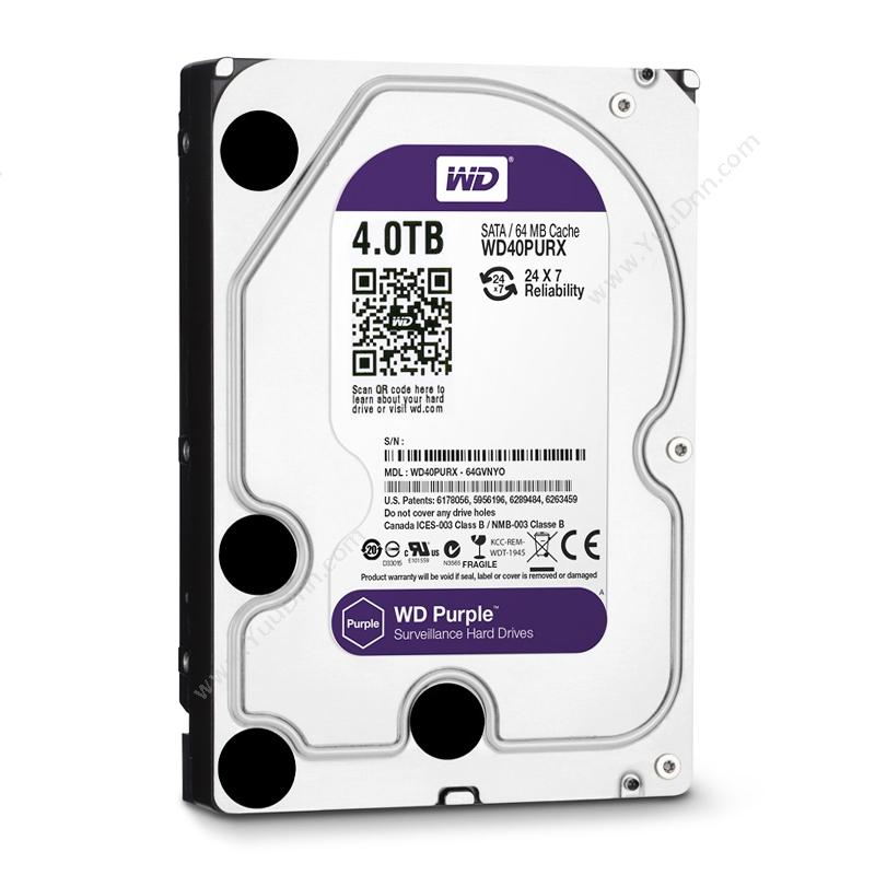 西部数据 WD WD40PURX 紫盘（Purple）4TB 监控硬盘