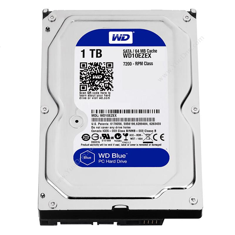 西部数据 WD 蓝盘SATA 6Gb/s台式机硬盘 WD10EZEX 监控硬盘