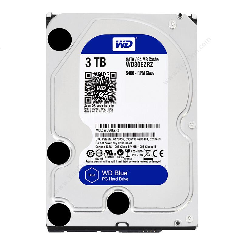 西部数据 WD 蓝盘SATA 6Gb/s台式机硬盘 WD30EZRZ 监控硬盘